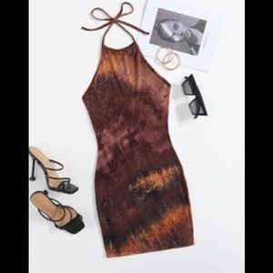 Tie Dye Halter Sleeveless Mini Dress